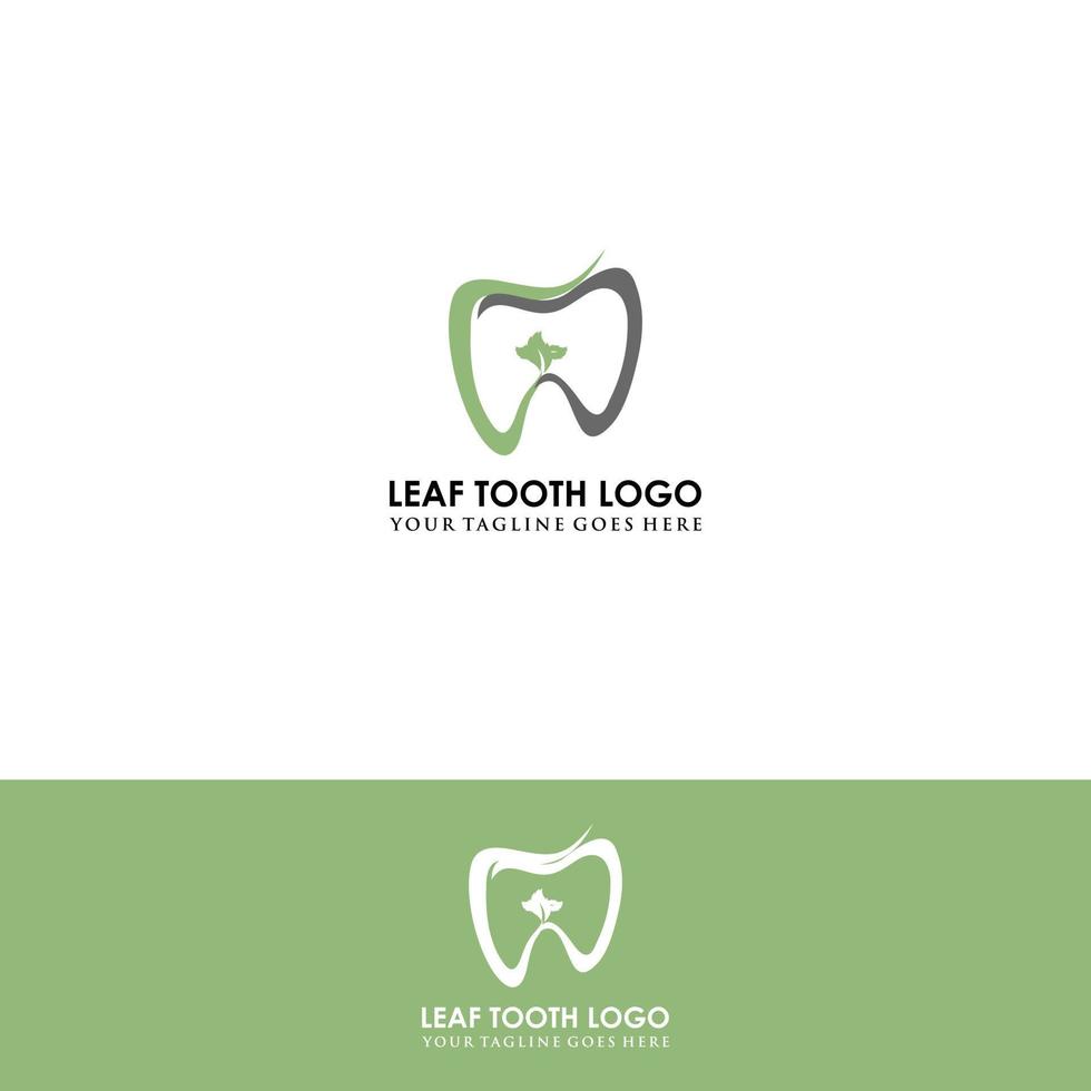 natur dental blad logotyp tand tänder kontur linje vektor ikon