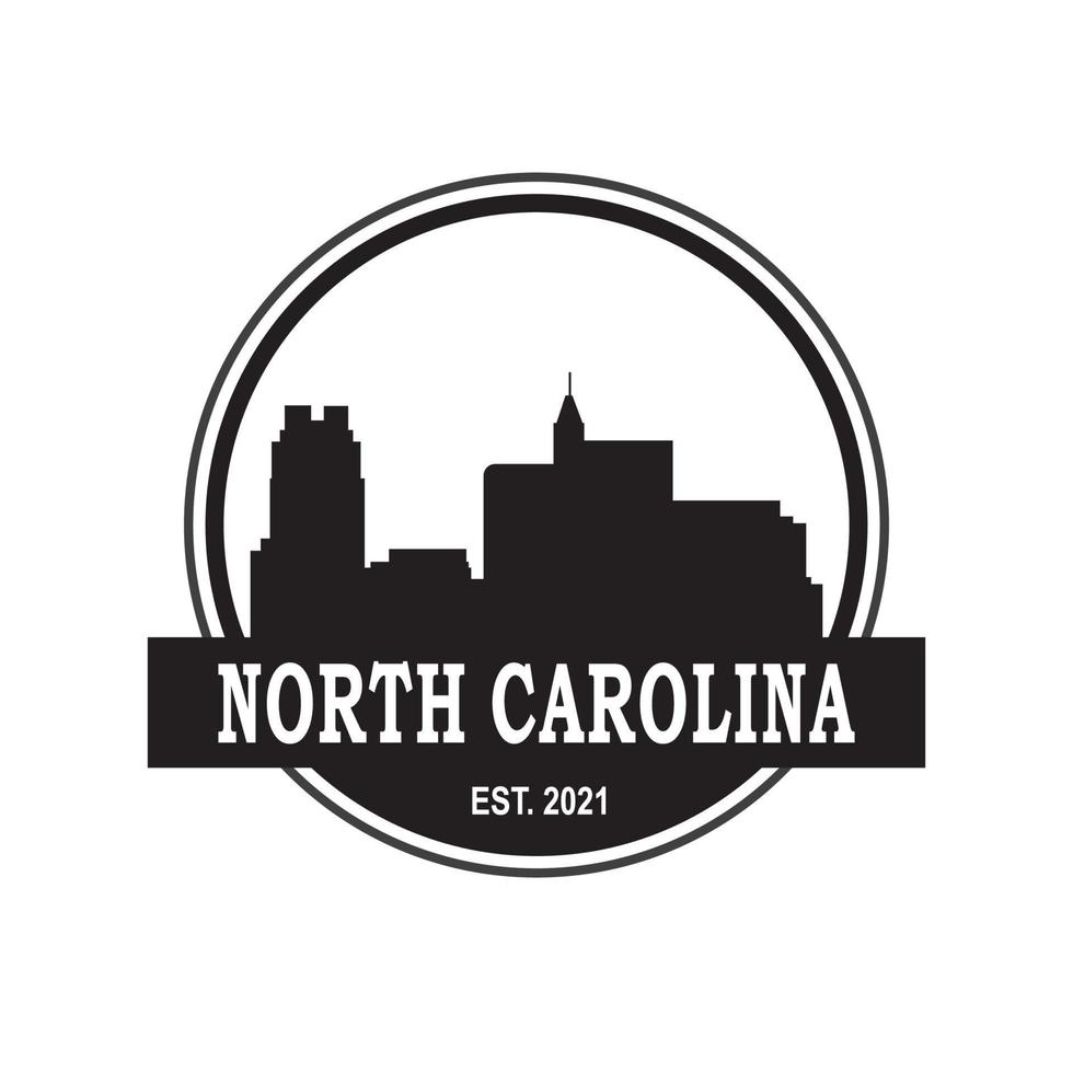 north carolina skyline silhuett vektor logotyp