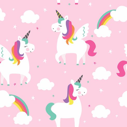 sömlös lila unicorn mönster vektor illustration