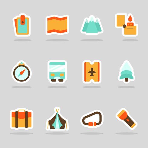 Flache Sommer Icons Aufkleber vektor