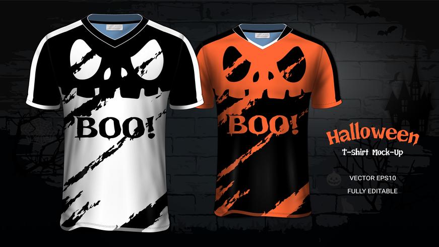 Halloween-Kostüm-T-Shirts Modell-Schablone. vektor