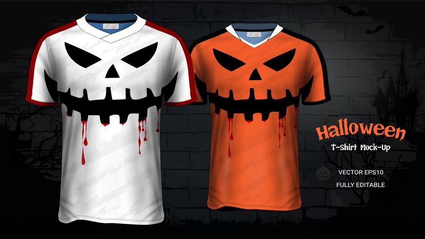 Halloween-Kostüm-T-Shirts Modell-Schablone. vektor