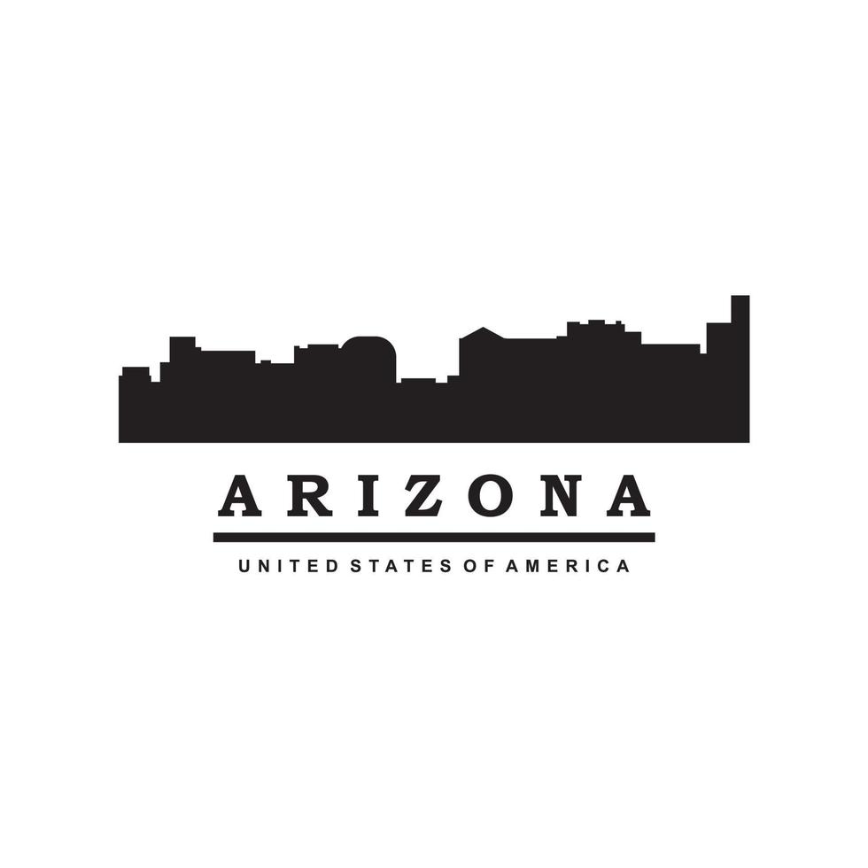 Arizona skyline silhuett vektor, USA skyskrapa logotyp vektor