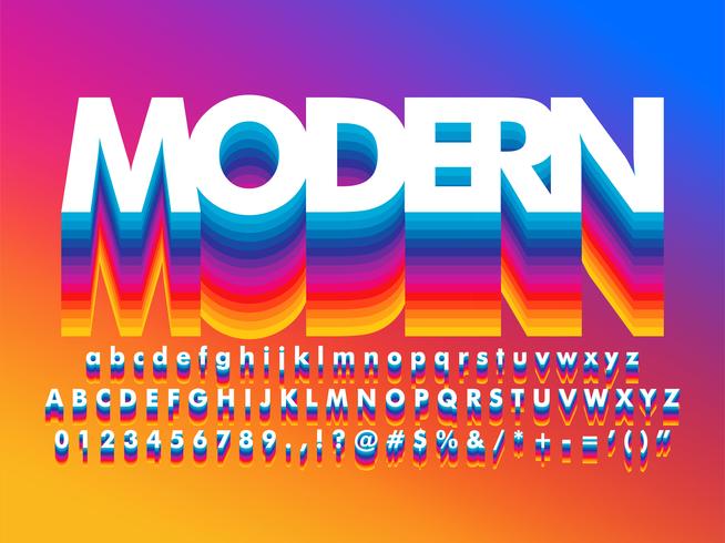 modernt regnbågs alfabetrik vibrerande färg vektor