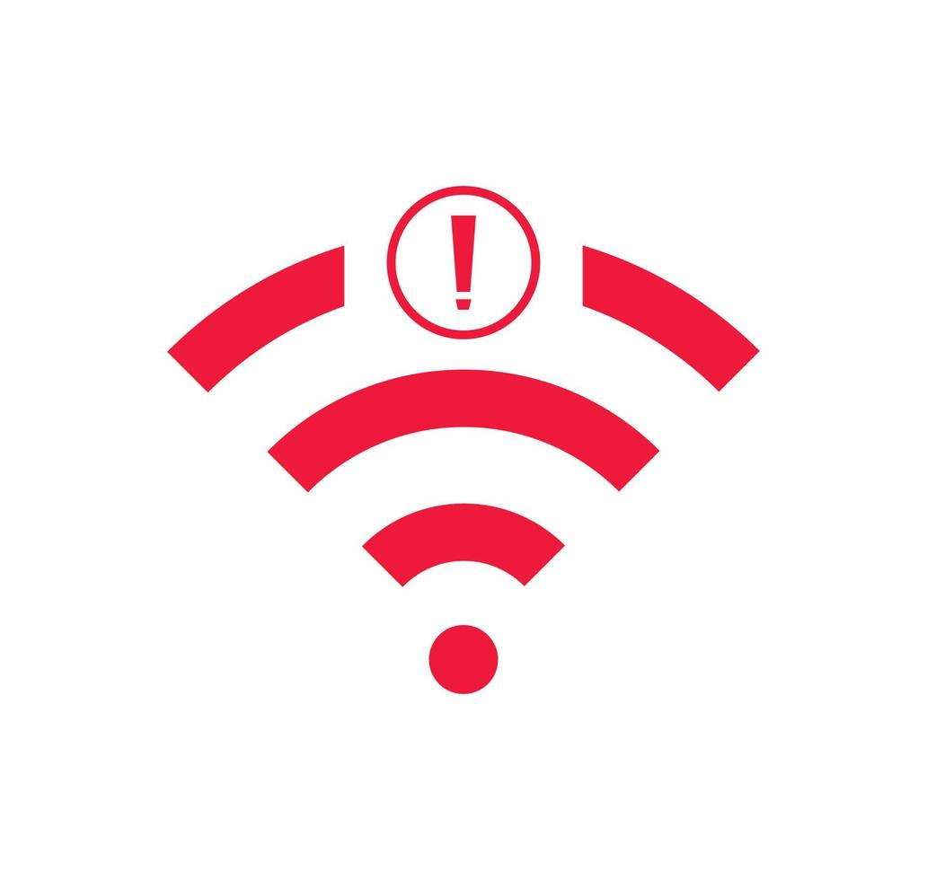 inget trådlöst nätverk tecken symbol ikon röd färg. ingen wifi-ikon vektor