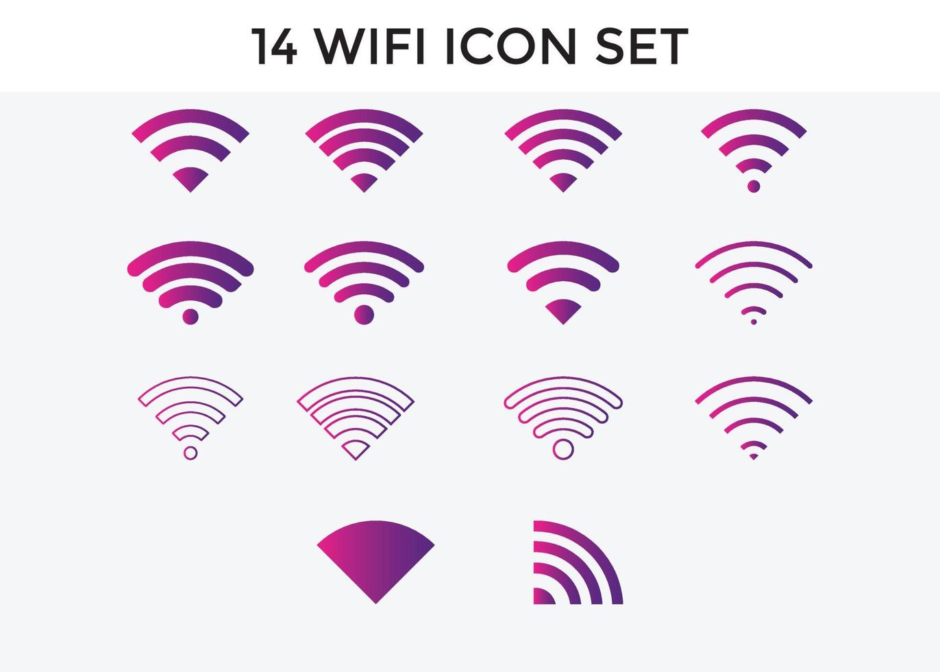 uppsättning wifi signal ikon tecken vektor gradient färg