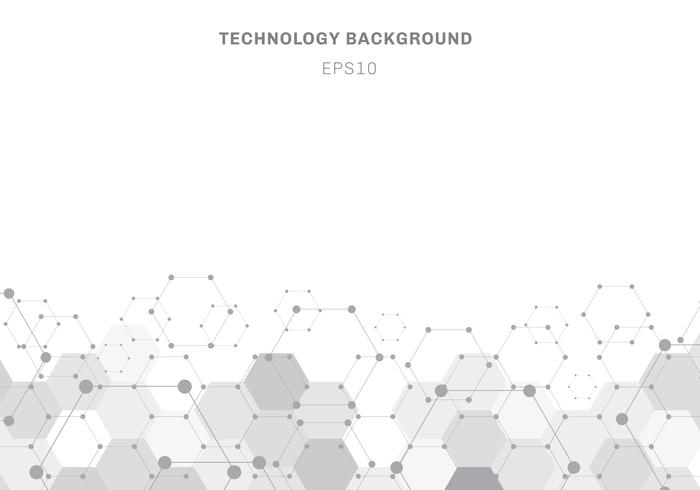 Abstrakt grå hexagons mönster molekyl på vit bakgrund med kopia utrymme vektor