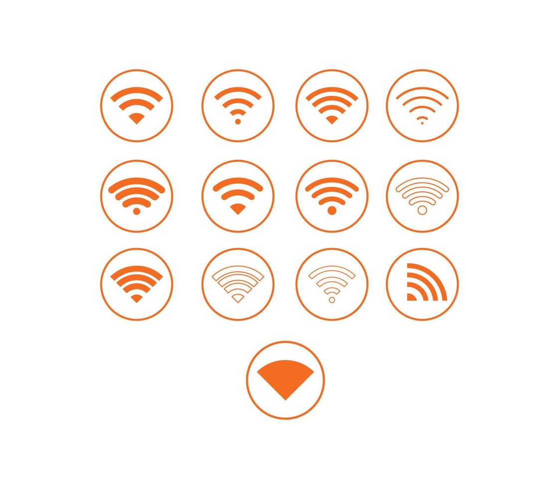 satz von drahtlosen netzwerkzeichen symbol symbol orange farbe vektor