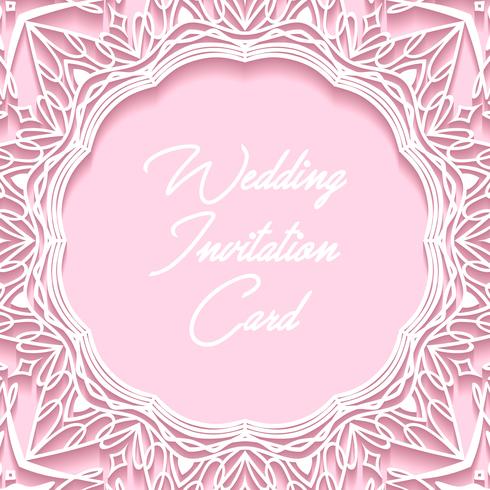 bröllop inbjudningskort pappersskuren design vektor