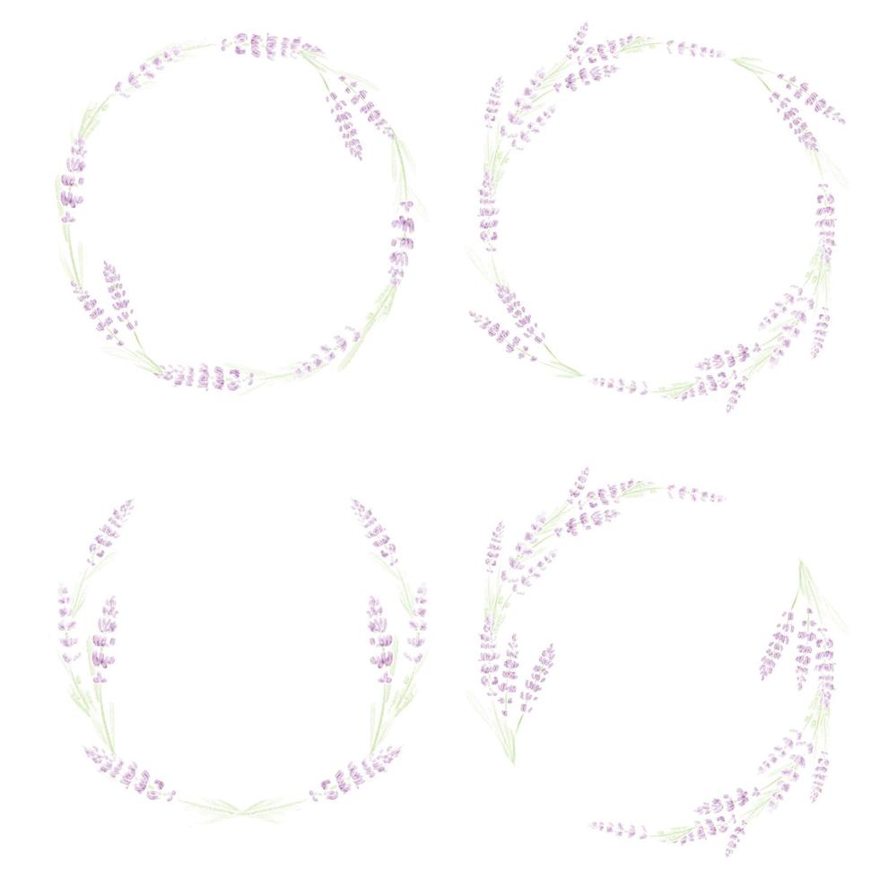 akvarell lavendel krans samling illustration vektor