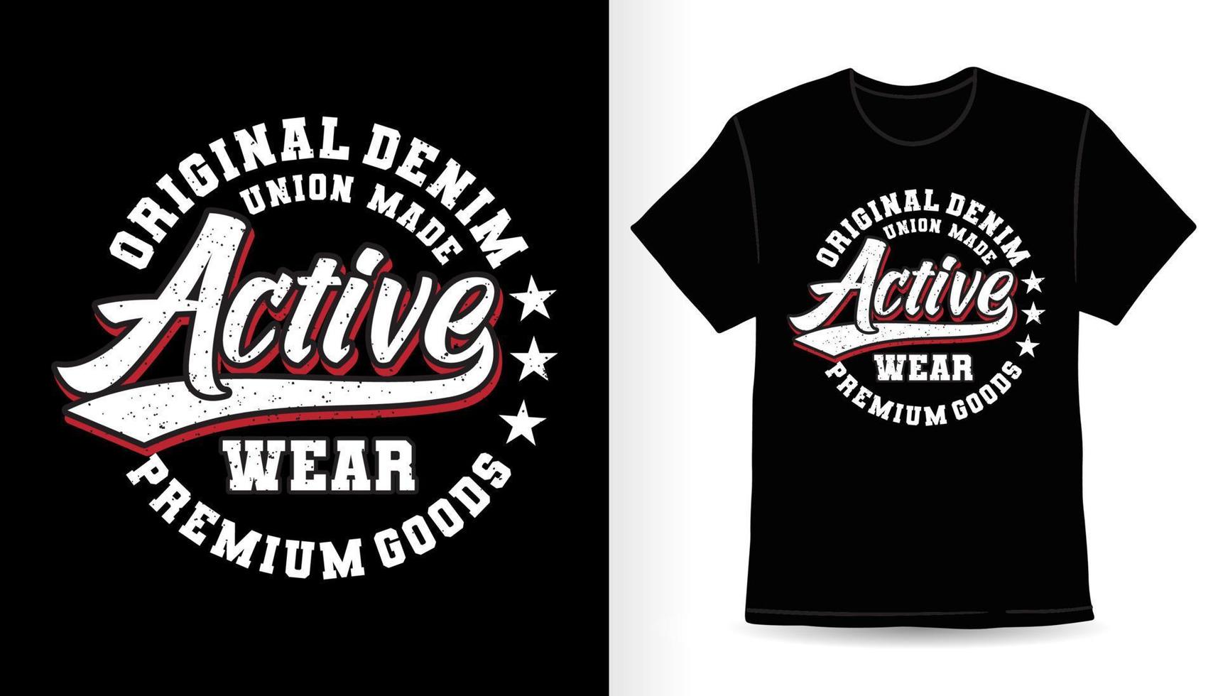 Active wear varsity typography t-shirt print design vektor