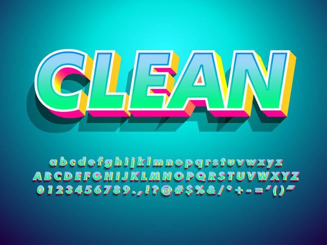 Modern Clean 3d Gradient Text Effekt Med Skugga vektor