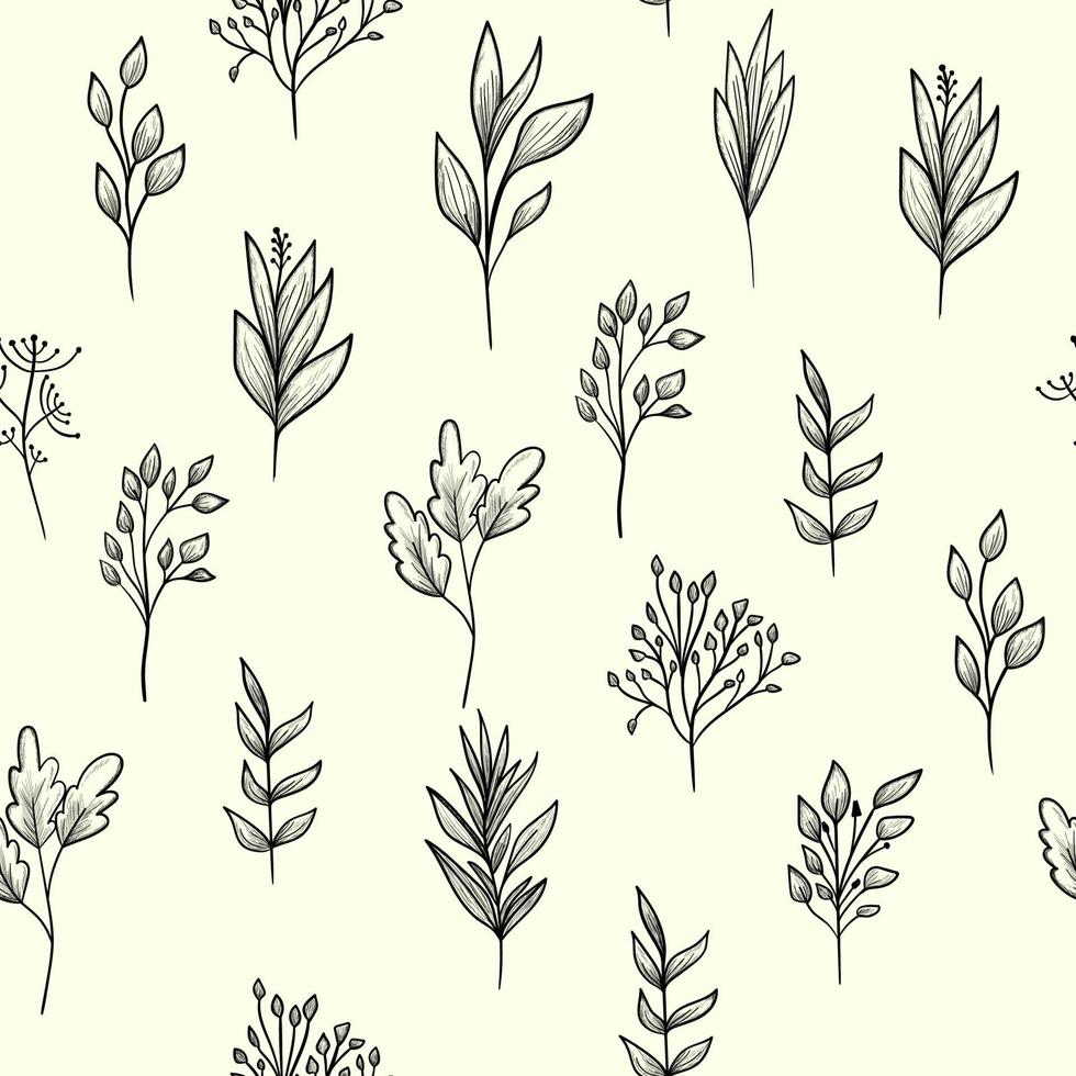 sömlösa blommor mönster. ritad för hand. blom- och naturtema. tunn linje skiss. vektor illustration