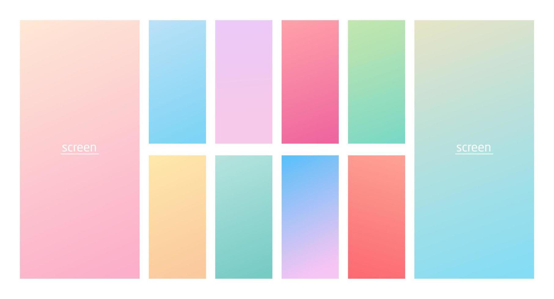 pastell gradient mjuk och levande mjuk färg bakgrundsuppsättning. vektor