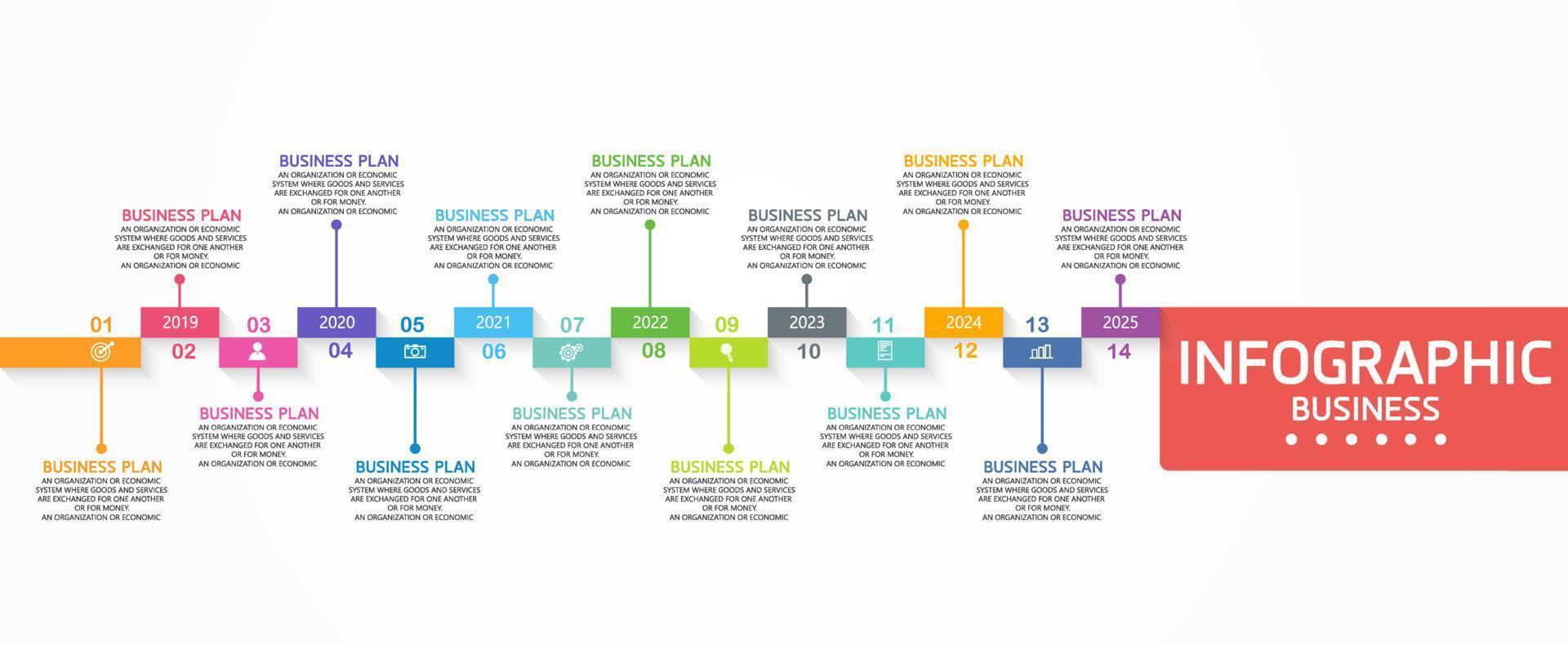 zeitachse infografik vorlage präsentation geschäftsidee mit symbolen, optionen oder schritten. Infografiken für Geschäftsideen können für Datengrafiken, Flussdiagramme, Websites, Banner verwendet werden. vektor