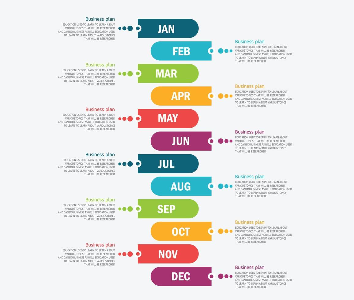 zeitachse infografik vorlage präsentation geschäftsidee mit symbolen, optionen oder schritten. Infografiken für Geschäftsideen können für Datengrafiken, Flussdiagramme, Websites, Banner verwendet werden. vektor