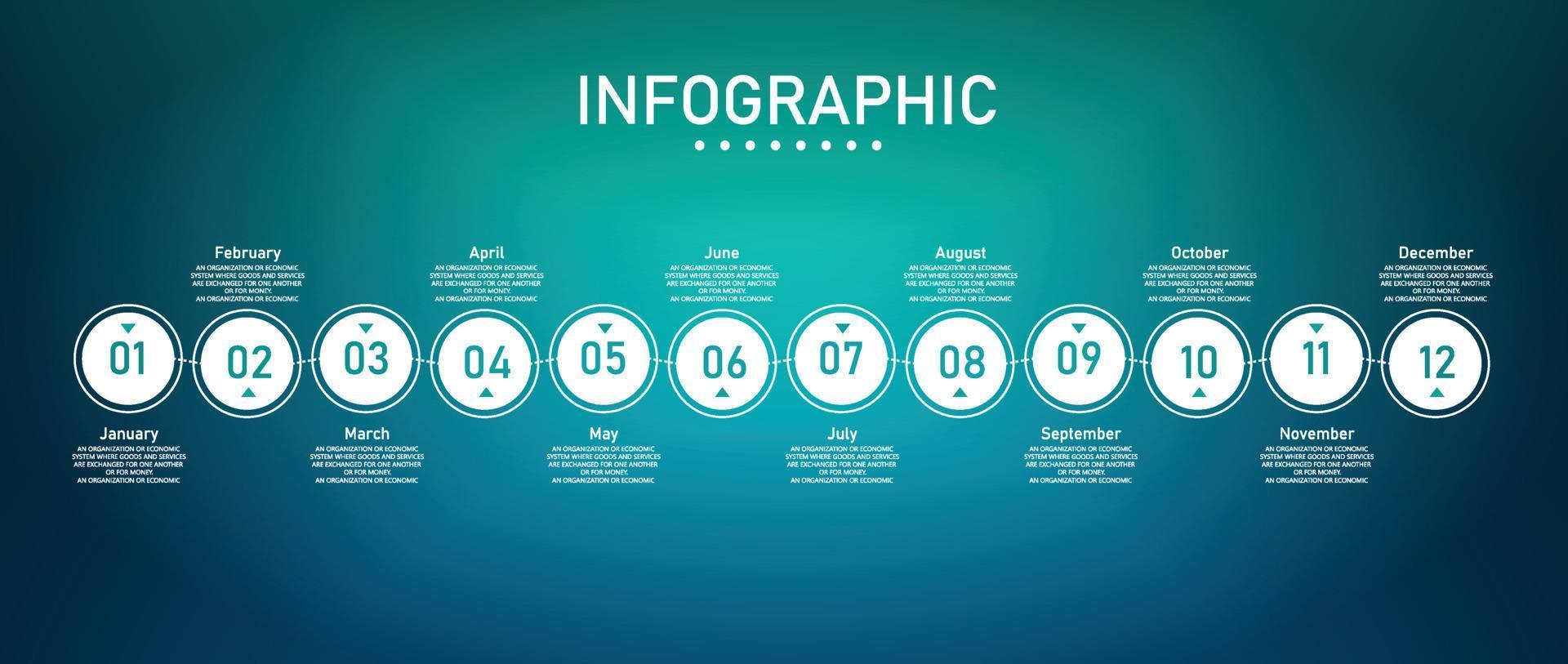 zeitachse infografik vorlage präsentation geschäftsidee mit symbolen, optionen oder schritten. Infografiken für Geschäftsideen können für Datengrafiken, Flussdiagramme, Websites, Banner verwendet werden. vektor