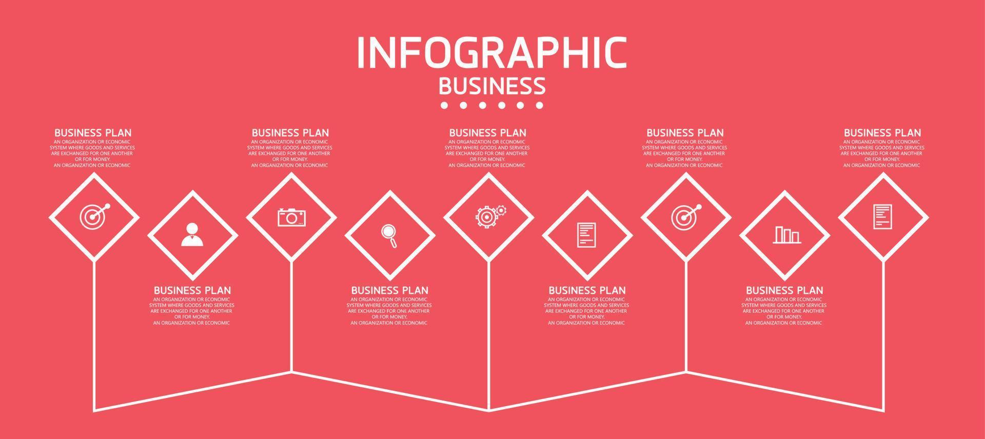 Vektor-Infografik-Etikettenvorlage mit Symboloptionen oder Schritten Infografiken für Präsentationen von Geschäftsideen. Sie kann für Informationsgrafiken, Präsentationen, Websites, Banner und Printmedien verwendet werden. vektor