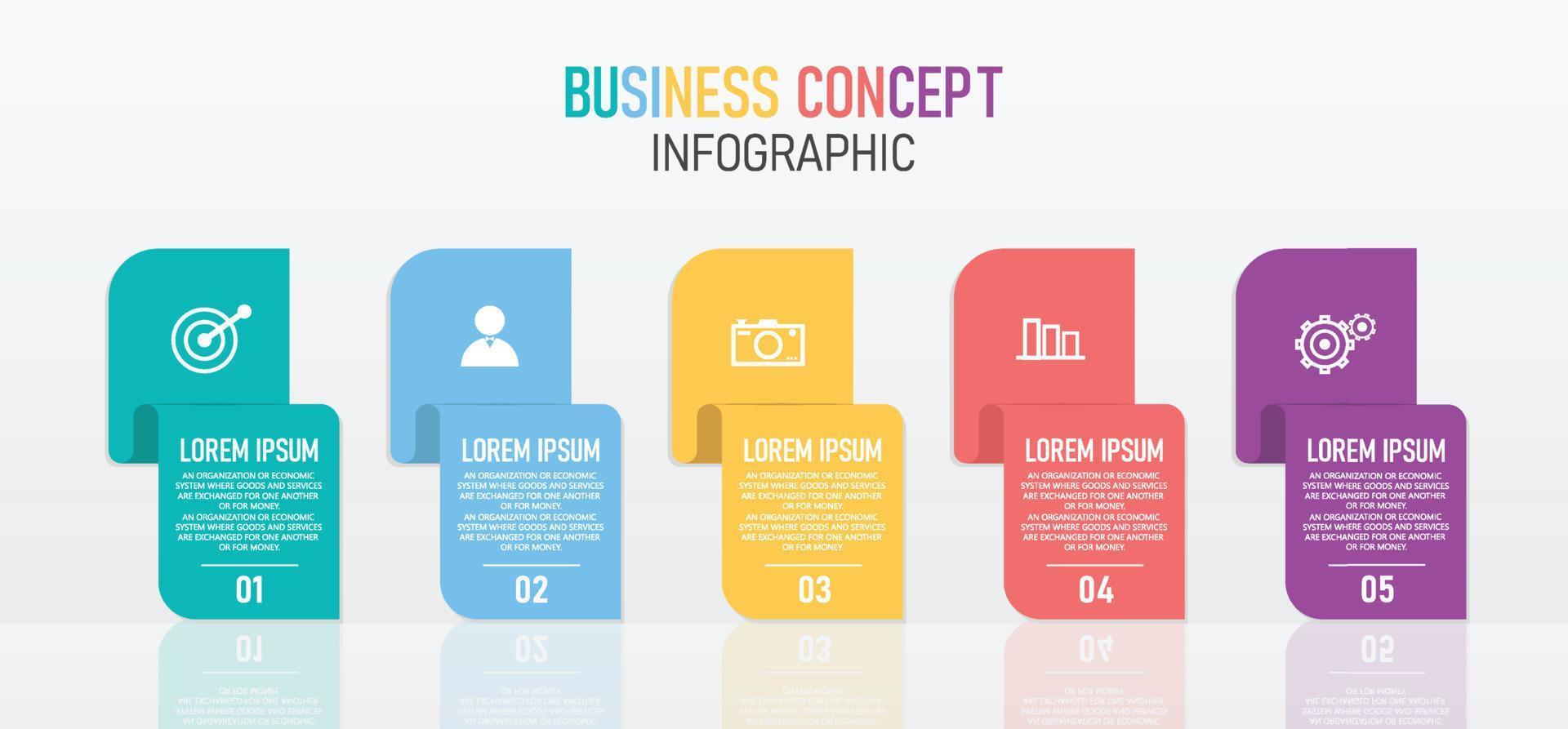 zeitachse infografik vorlage präsentation geschäftsidee mit symbolen, optionen oder schritten. Infografiken für Geschäftsideen können für Datengrafiken, Flussdiagramme, Websites, Banner verwendet werden. vektor