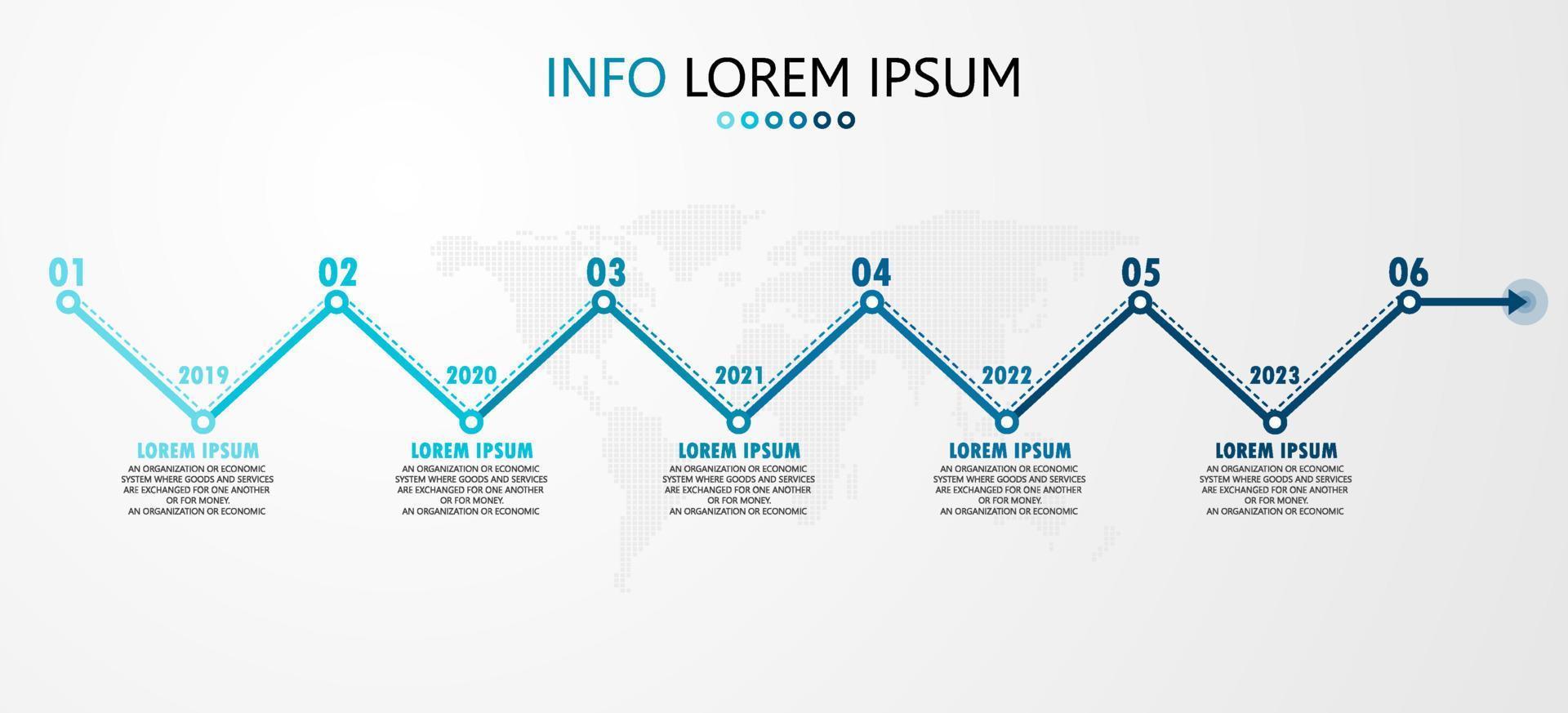 zeitachse infografik vorlage präsentation geschäftsidee mit symbolen, optionen oder schritten. Infografiken für Geschäftsideen können für Datengrafiken, Flussdiagramme, Websites, Banner verwendet werden. vektor