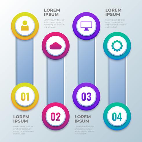 Fyra steg 3D Infographics Mall vektor