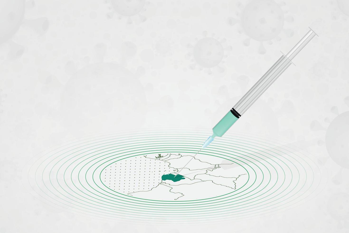 gabun-impfungskonzept, impfstoffinjektion in der karte von gabun. impfstoff und impfung gegen coronavirus, covid-19. vektor