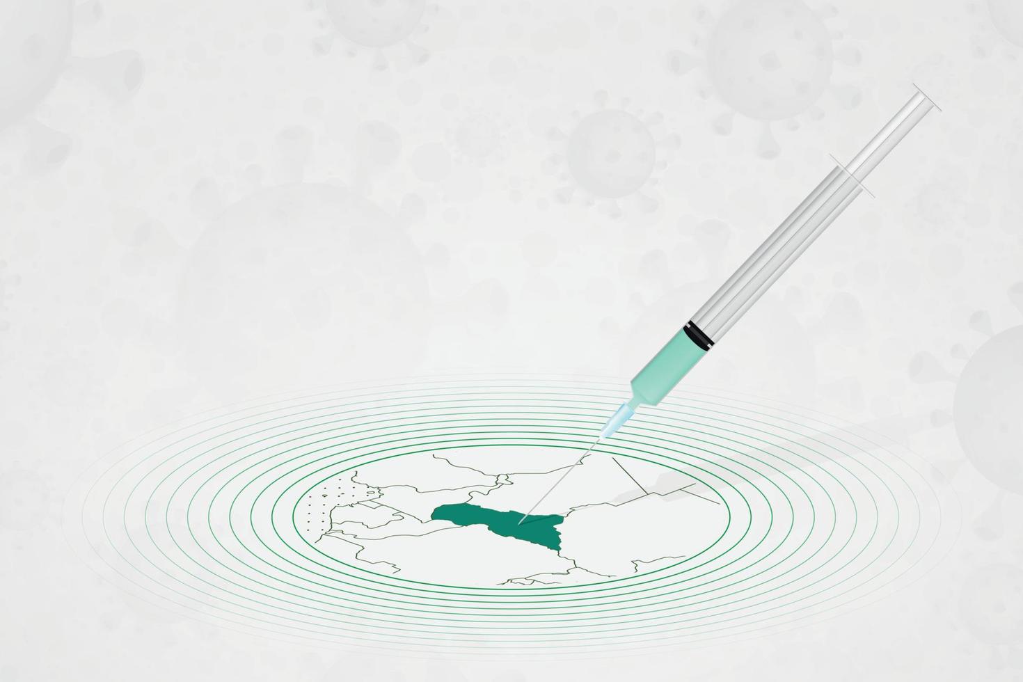 centralafrikanska republikens vaccinationskoncept, vaccininjektion i karta över centralafrikanska republiken. vaccin och vaccination mot coronavirus, covid-19. vektor