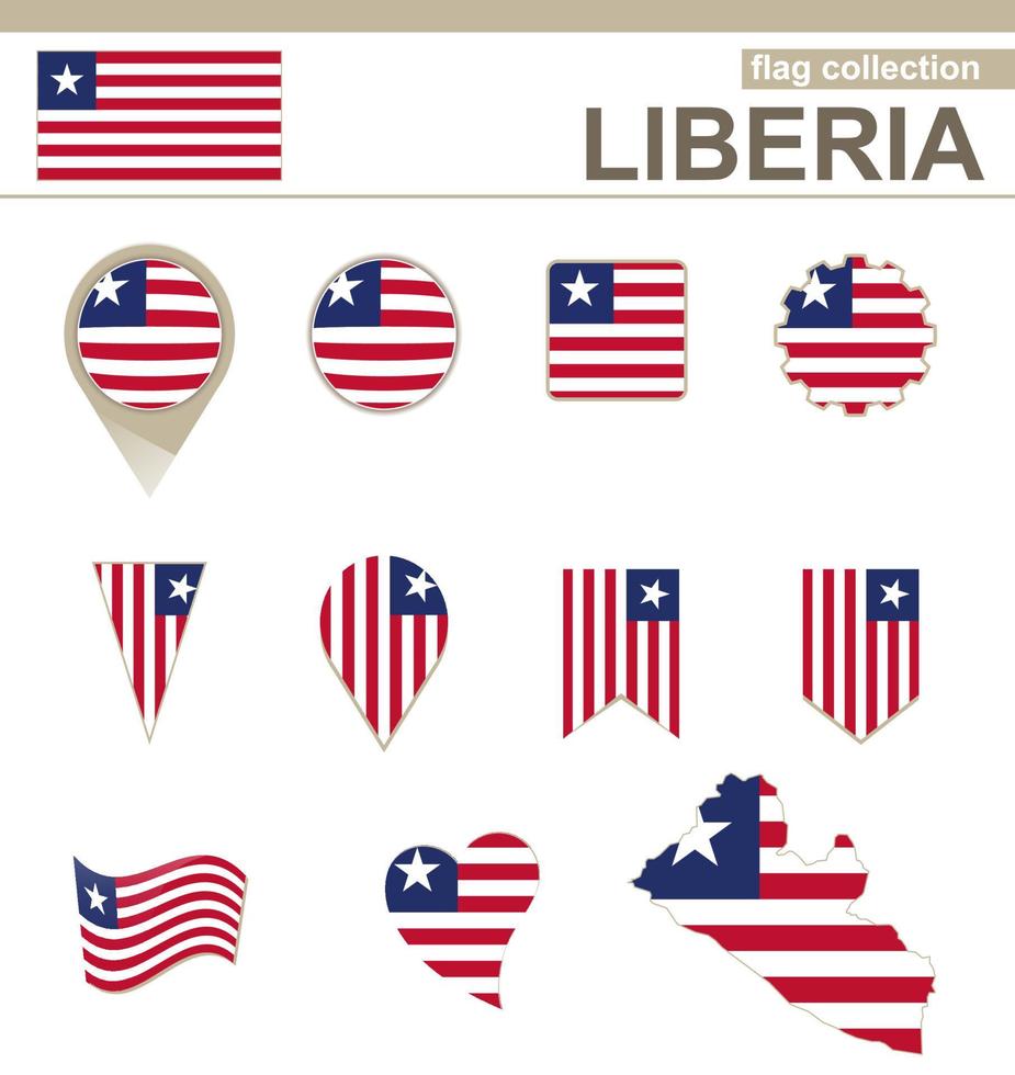 Sammlung von Liberia-Flaggen vektor