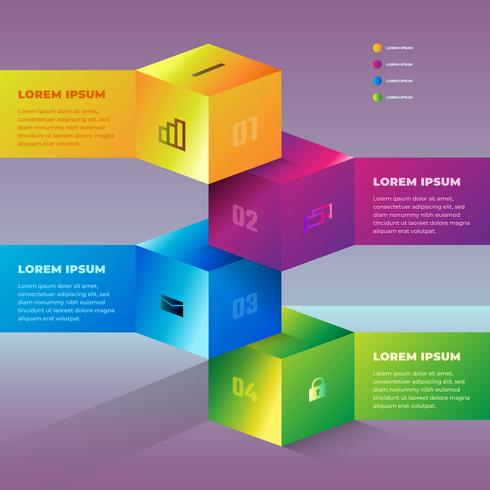 3D Infographic Colorful Abstrakt Formad Design Element vektor