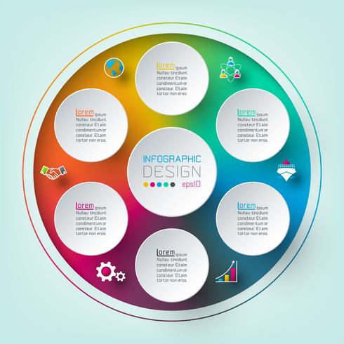 Sex cirklar med företagsikoninfographics. vektor