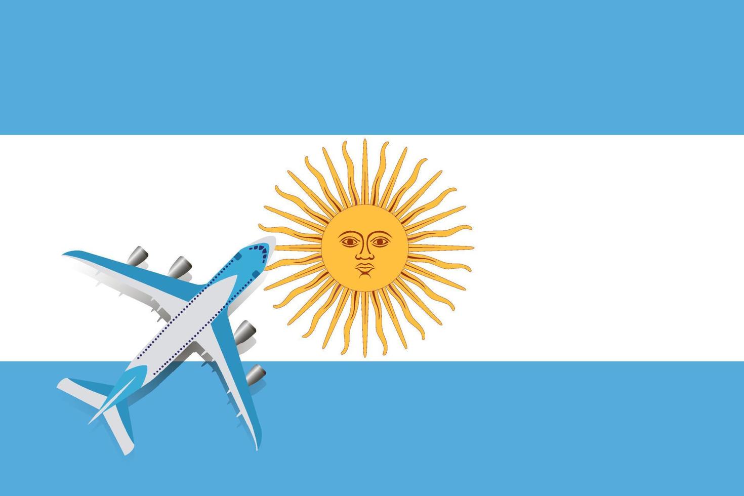 vektorillustration eines passagierflugzeugs, das über die flagge von argentinien fliegt. das Konzept von Reisen und Tourismus. vektor