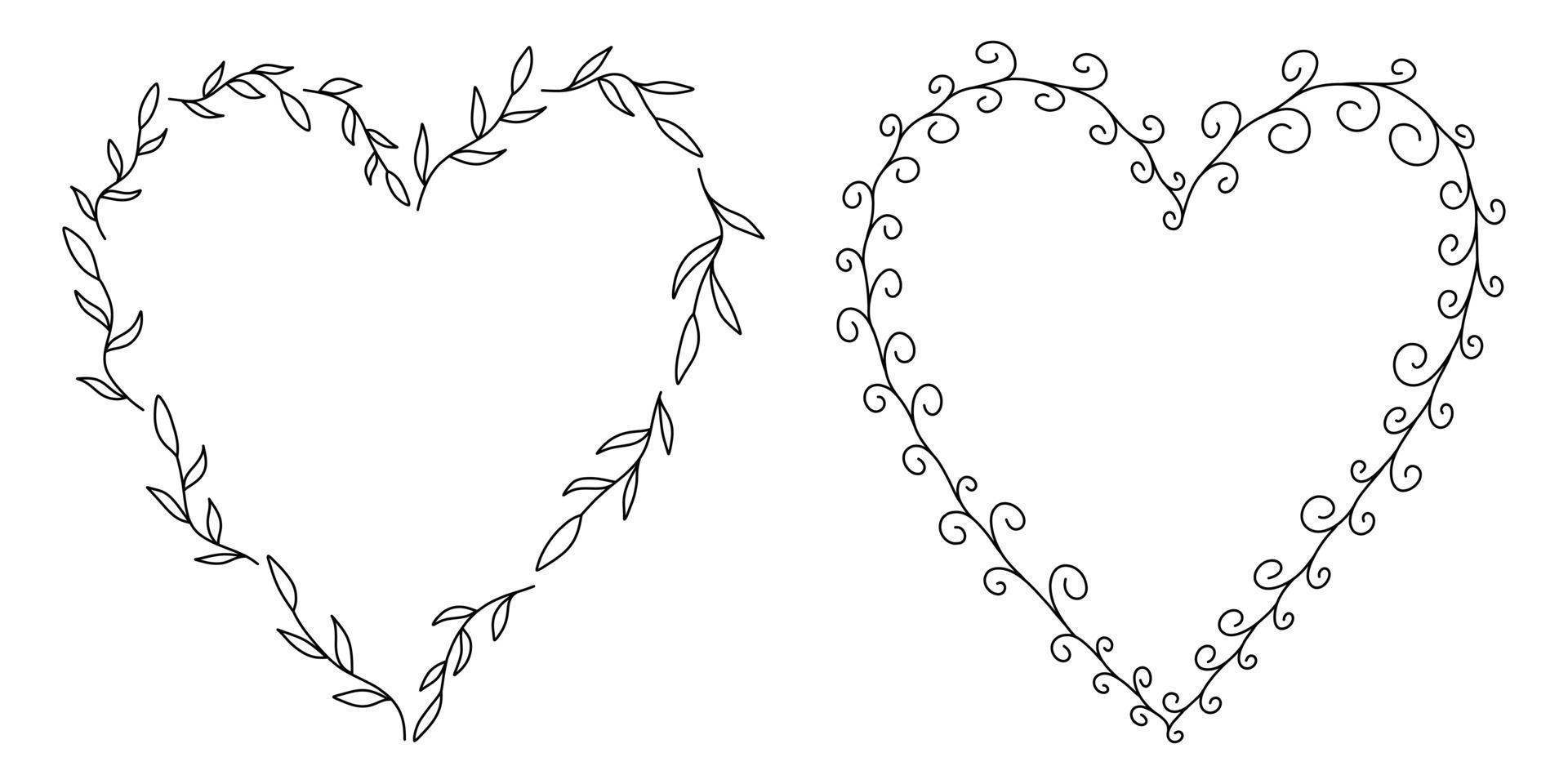 Vektorblumenrahmen in schwarzer Lineart-Stilillustration vektor