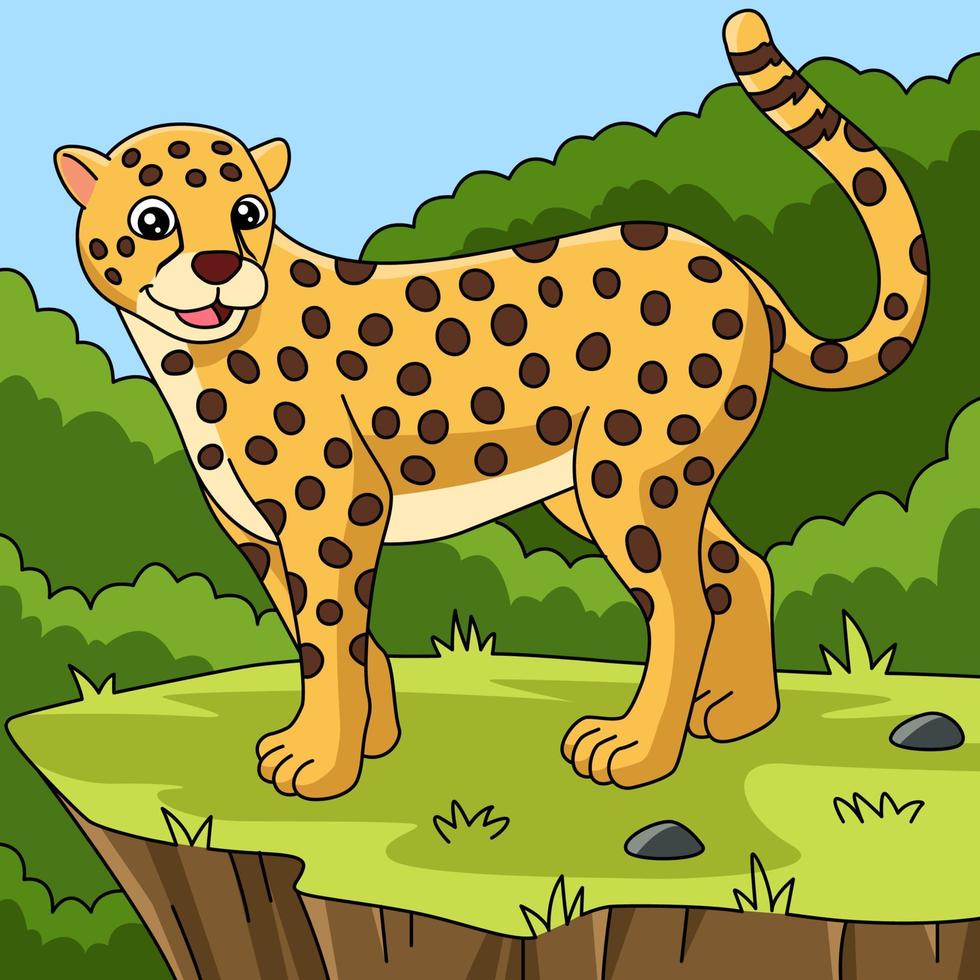 cheetah tecknad vektor färgad illustration