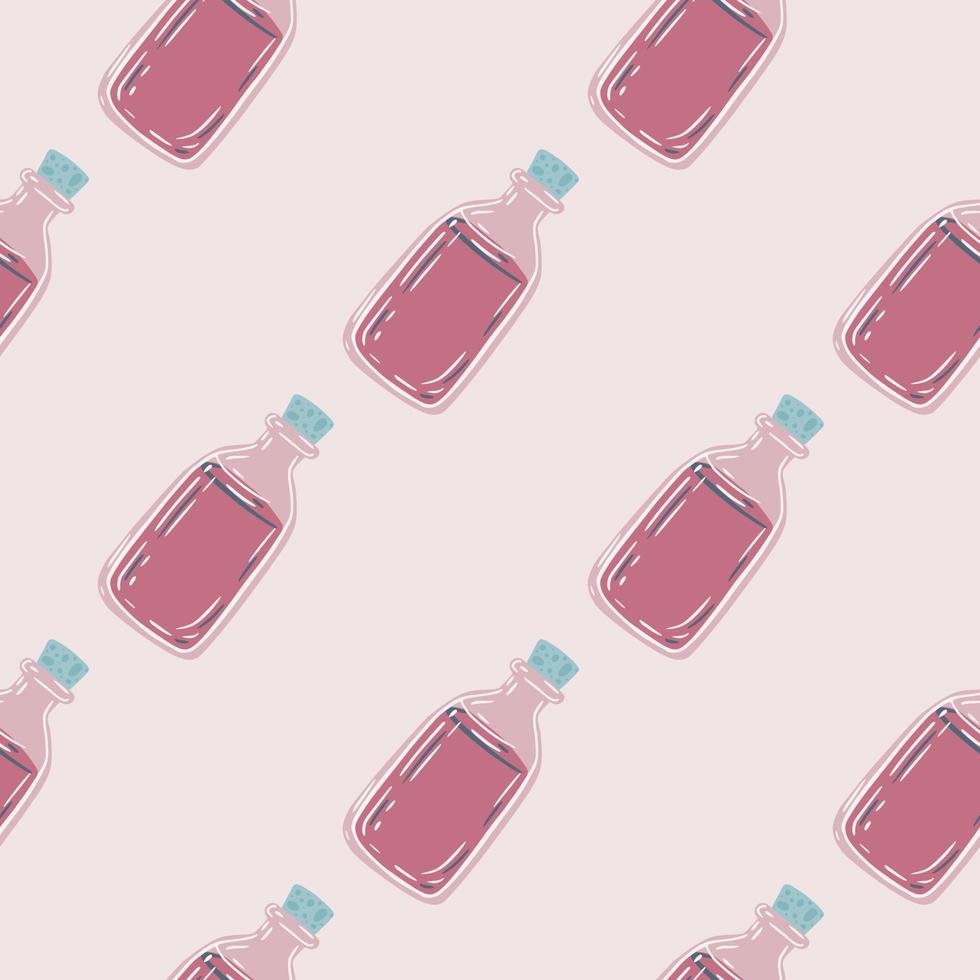 Nahtloses muster der apotheker mit medizinischen flaschenformen des gekritzels. rosafarbene Palettengrafik. vektor