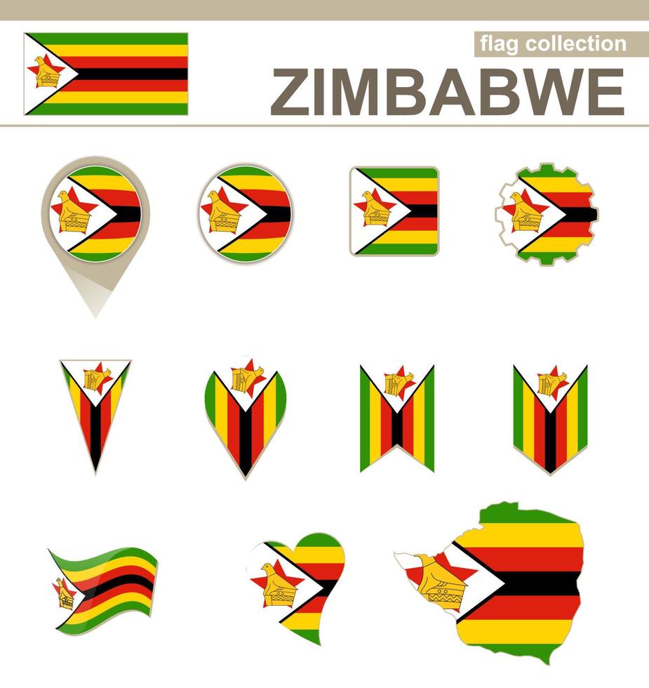 zimbabwe flagga samling vektor