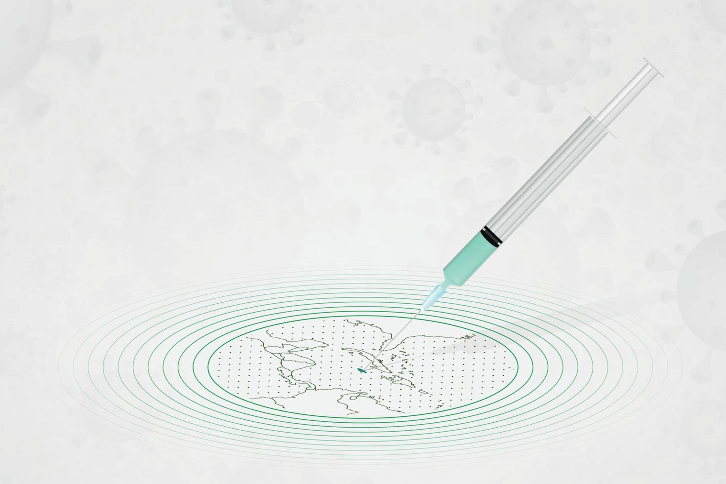 jamaika-impfungskonzept, impfstoffinjektion auf der karte von jamaika. impfstoff und impfung gegen coronavirus, covid-19. vektor