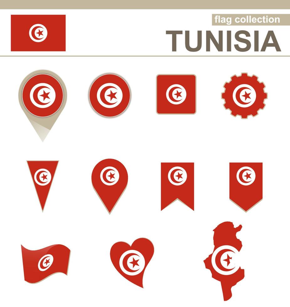 Tunesien-Flaggen-Sammlung vektor