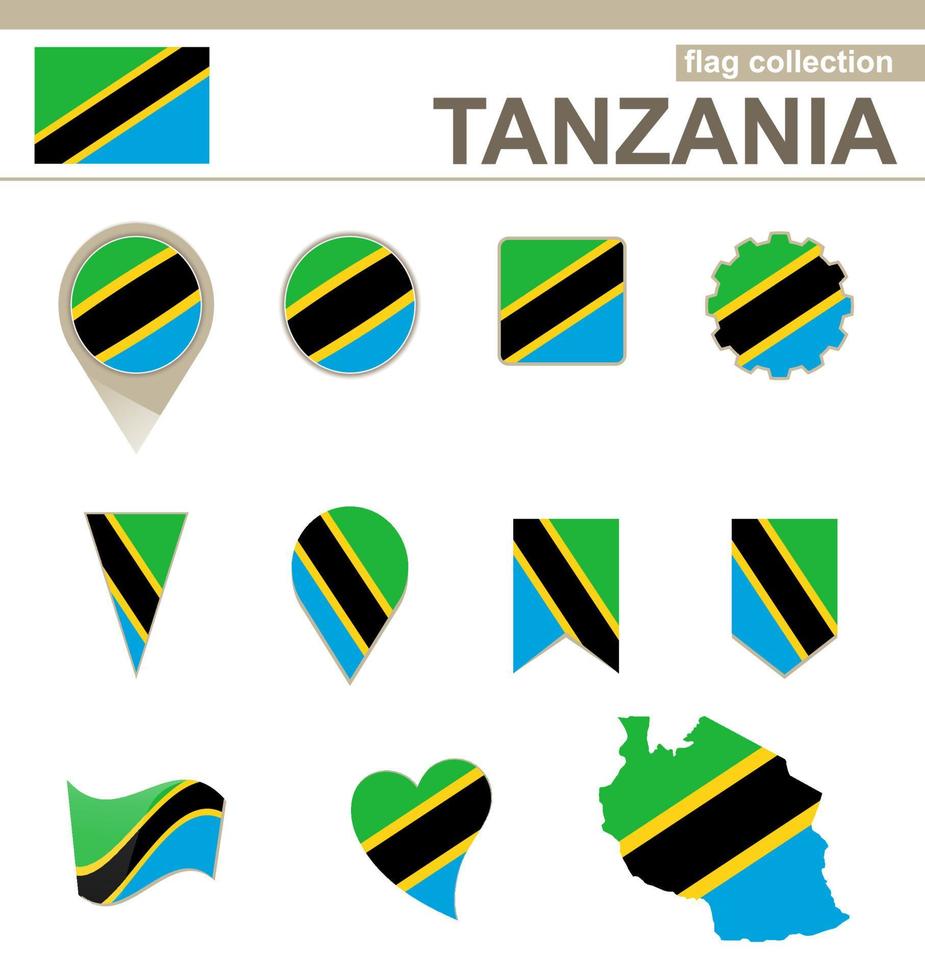 tanzania flagga samling vektor