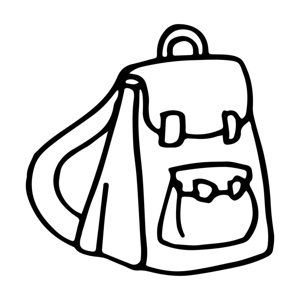 handgezeichnetes Rucksack-Doodle-Symbol isoliert auf weißem Hintergrund. Vektor-Illustration. vektor