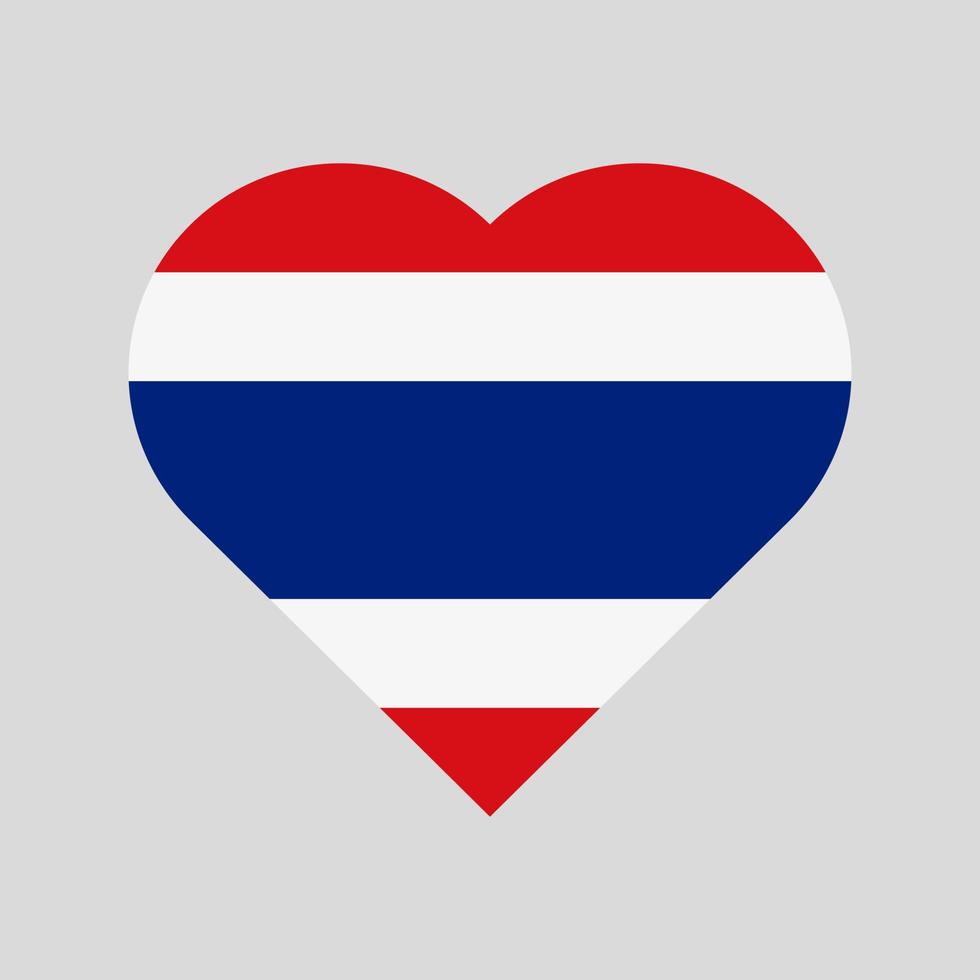 thailands flagga i en hjärtform. thailändska flaggan vektor ikon isolerad på vit bakgrund.