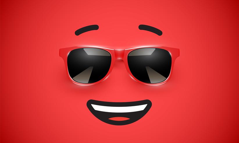 Hoher detiled bunter Emoticon mit Sonnenbrille, Vektorillustration vektor