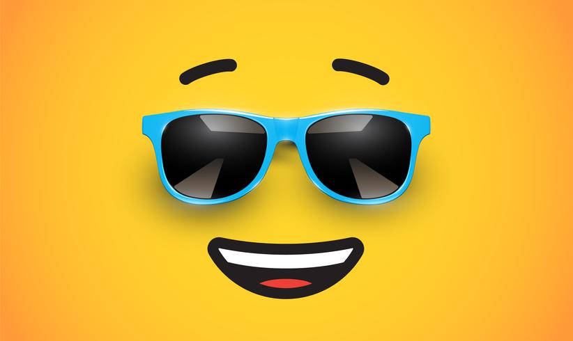 Hoher detiled bunter Emoticon mit Sonnenbrille, Vektorillustration vektor