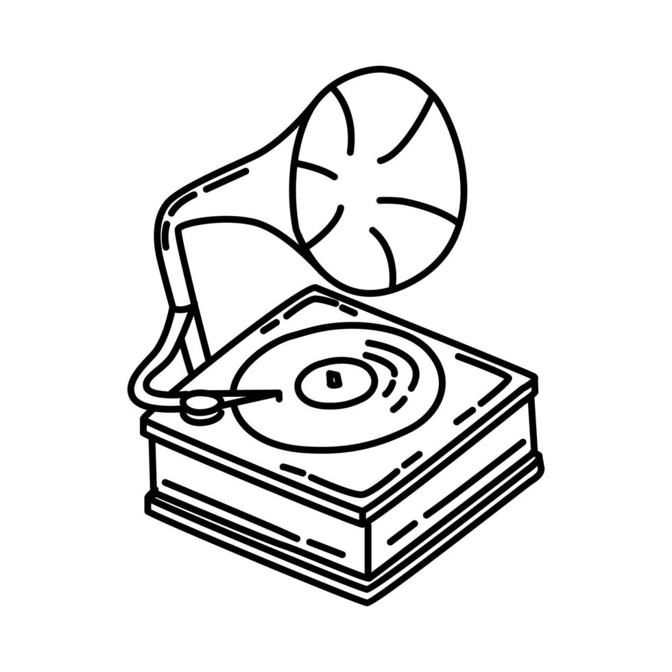 Grammophon-Symbol. Gekritzel handgezeichnet oder Umriss-Icon-Stil. vektor