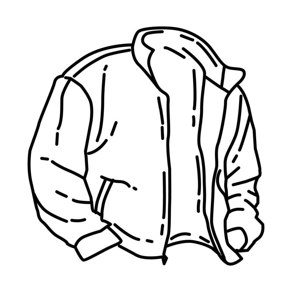 Winterfleecejacke für Männer Symbol. Gekritzel handgezeichnet oder Umriss-Icon-Stil. vektor