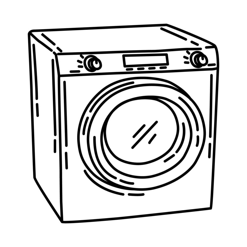 tvättmaskin ikon. doodle handritad eller disposition ikon stil. vektor