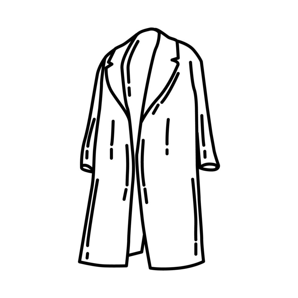 Winter langer Mantel für Frauen-Symbol. Gekritzel handgezeichnet oder Umriss-Icon-Stil. vektor