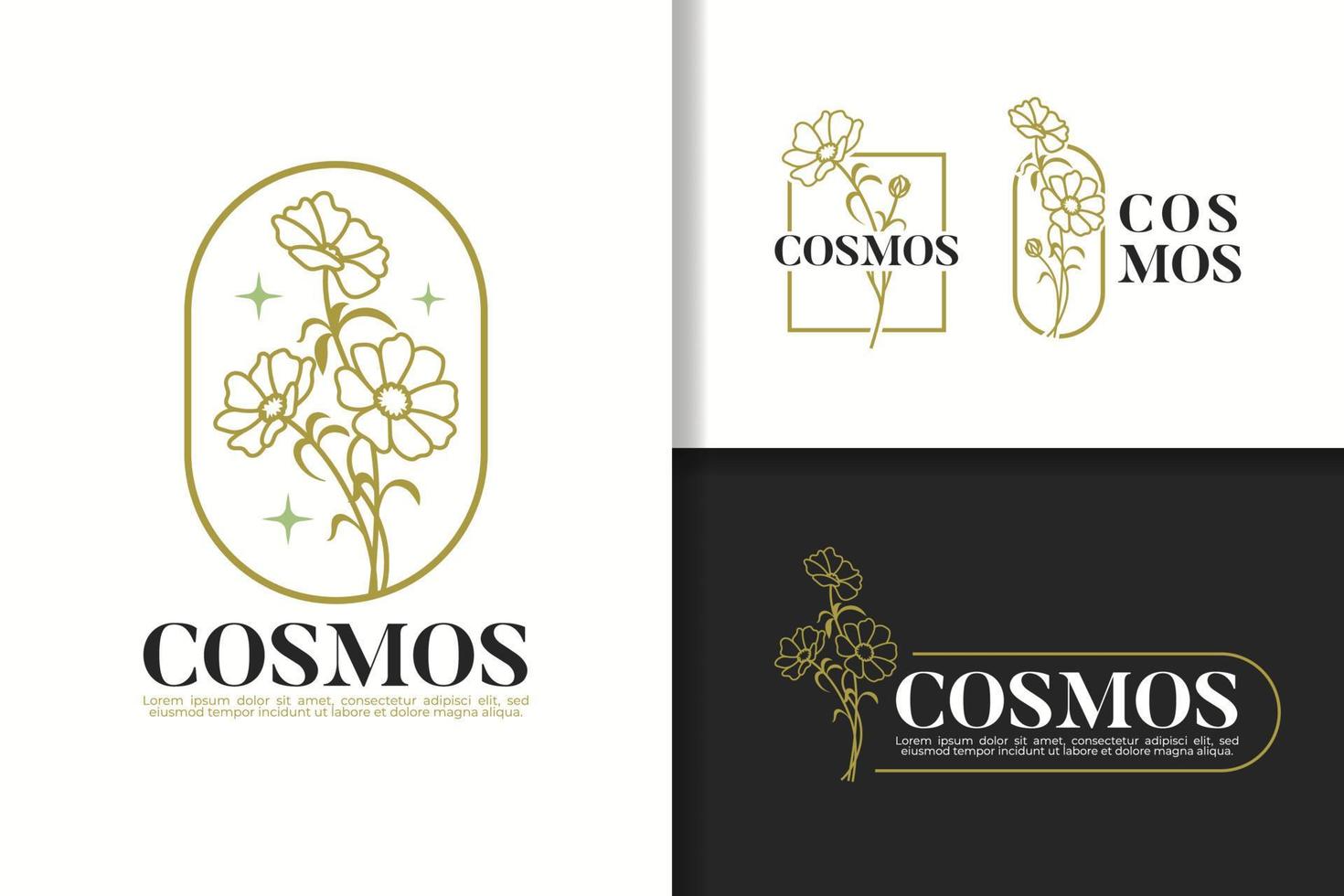 Kosmos Blumen Strichzeichnungen Logo-Design vektor