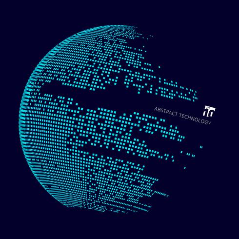 Große Datenkarte der abstrakten Technologie der Welt. Quadratmusterwicklung des Kreises. vektor