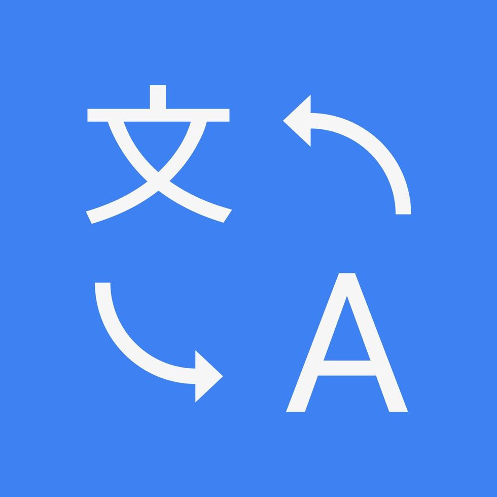 Übersetzersymbol, Logo. Symbol auf blauem Hintergrund isoliert übersetzen. Symbolvektor für die Sprachübersetzung. vektor