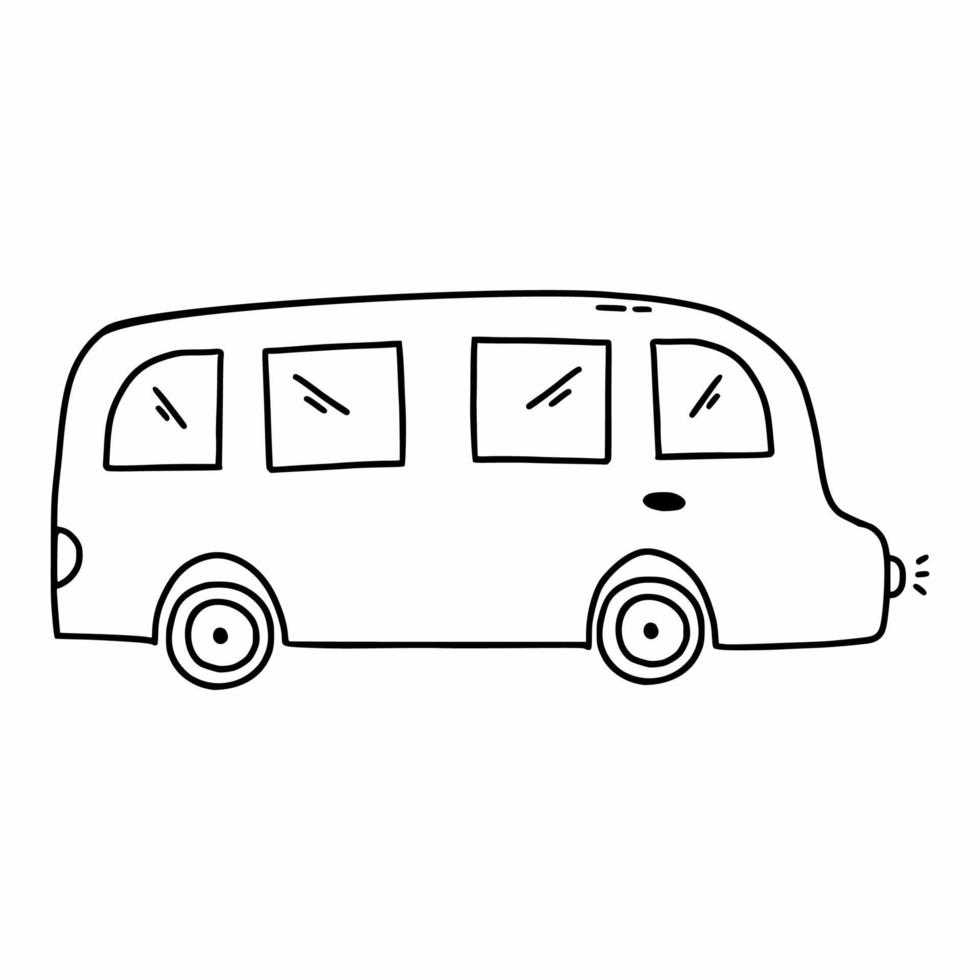 Schulbus. Vektor-Illustration von Kritzeleien. ein Auto zum Reisen. vektor